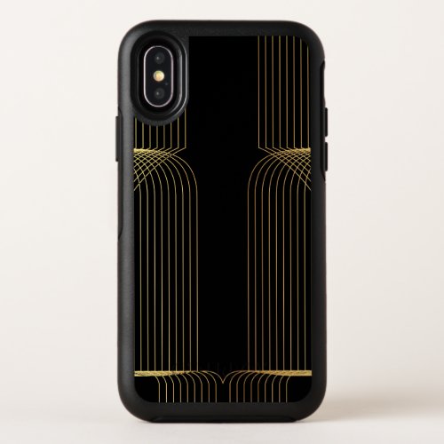 Gold black elegant cool unique trendy line art OtterBox symmetry iPhone x case