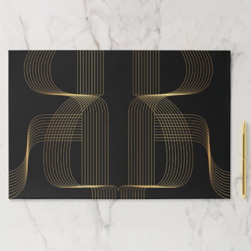 Gold black elegant cool unique trendy line art paper pad