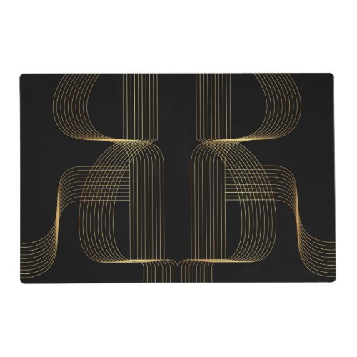 Gold black elegant cool unique trendy line art placemat