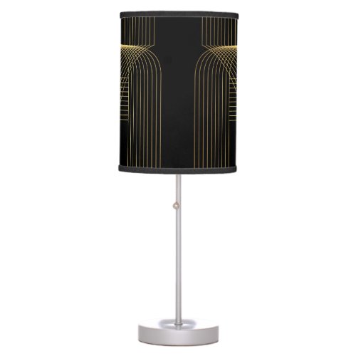 Gold black elegant cool unique trendy line art table lamp