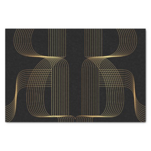 Gold black elegant cool unique trendy line art tissue paper