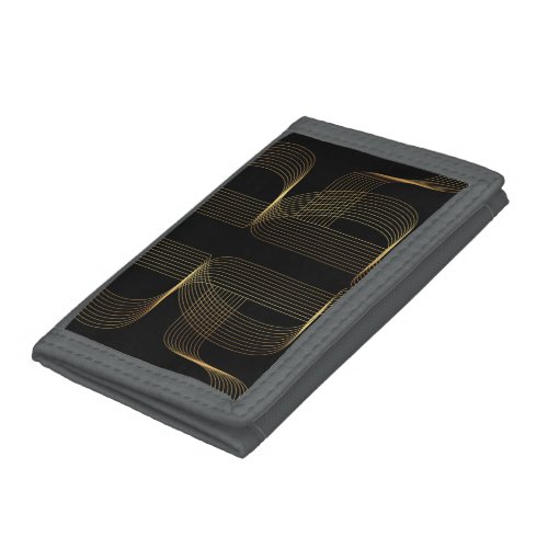 Gold black elegant cool unique trendy line art trifold wallet