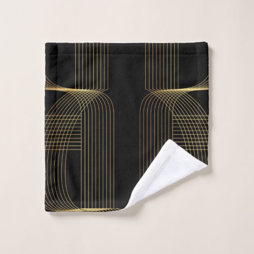 Gold black elegant cool unique trendy line art wash cloth