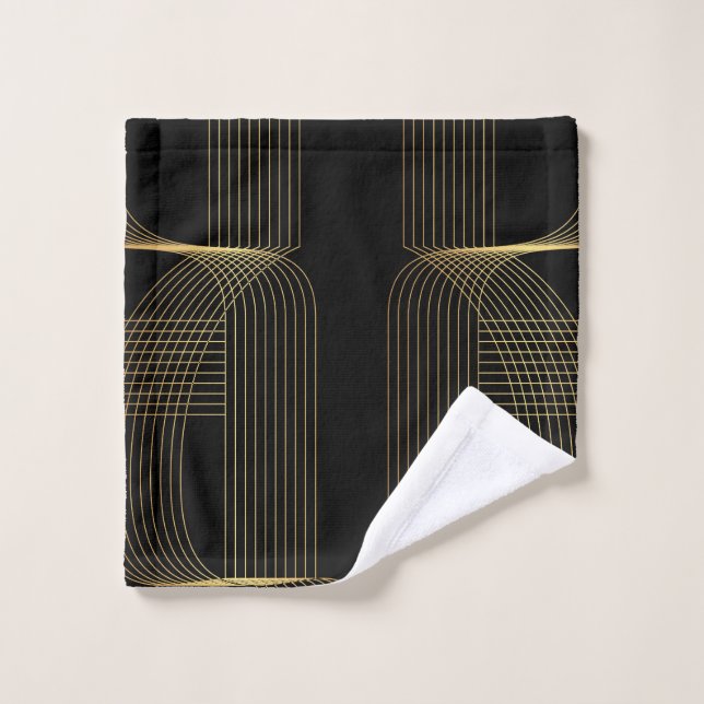 Gold, black, elegant, cool, unique trendy line art wash cloth (Wash Cloth)