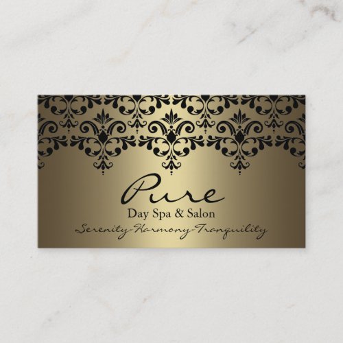 Gold &amp; Black Elegant Damask Business Card