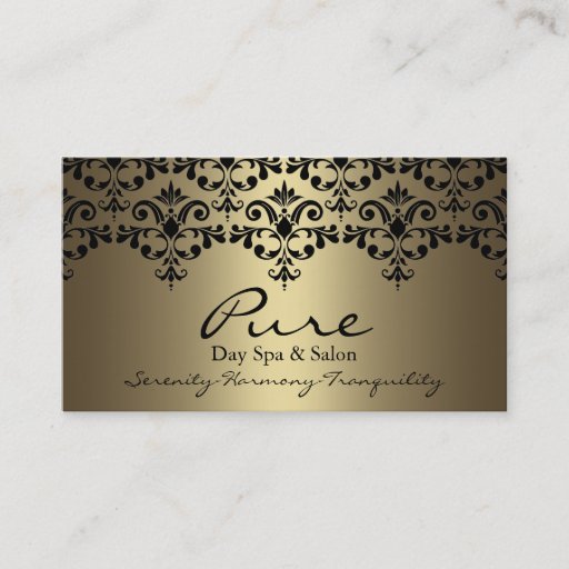 Customizable Gold &amp; Black Elegant Damask Business Card