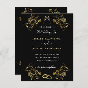 Gold Black Elegant Design Wedding Invitation Card