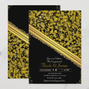 Gold & Black Elegant Glam Engagement Party Invitation