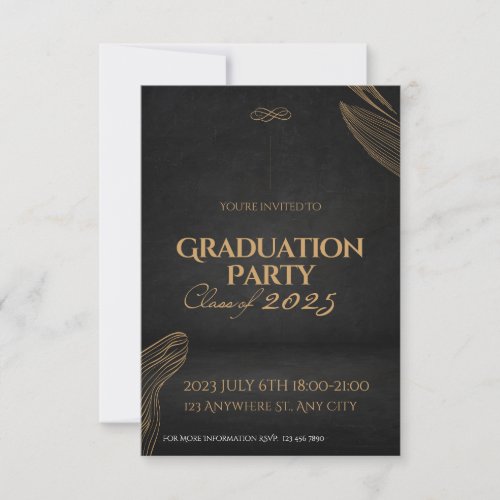 Gold Black Elegant  Graduation Invitation Party