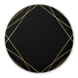 Gold &amp; Black Elegant Modern Geometric Glam Deco Ceramic Knob