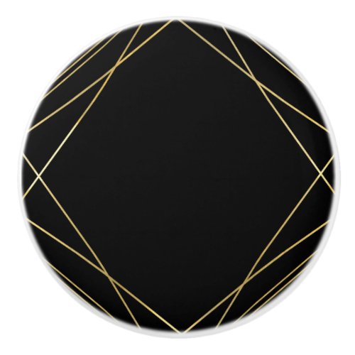Gold  Black Elegant Modern Geometric Glam Deco Ceramic Knob