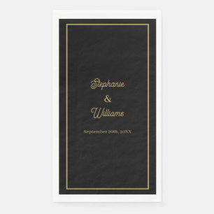 Gold Black Elegant Name Simple Minimal Wedding Paper Guest Towels