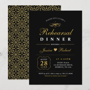 Gold & Black Elegant Rehearsal Dinner Invitation