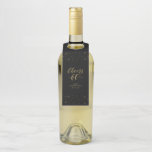 Gold & Black Elegant Script Cheers 60th Birthday Bottle Hanger Tag<br><div class="desc">Celebrate your special day with this minimal bottle hanger tag. This design features an elegant gold script lettering " Cheers to 60 years" on a black background. You can personalize the text. A stylish addition to a modern birthday party, wedding anniversary, or company events. More party supplies are available at...</div>