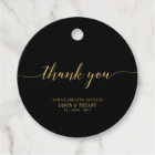 Gold & Black Elegant Script Party Favor Thank you