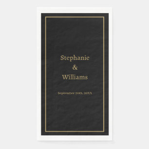 Gold Black Elegant Simple Name Minimal Wedding Paper Guest Towels