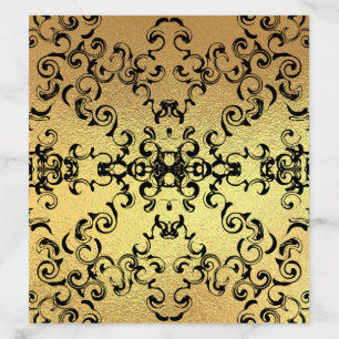 Gold Black Elegant Swirl Gothic Wedding Envelope Liner