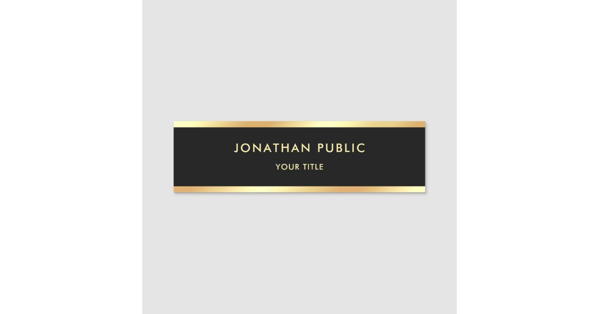 Gold Black Elegant Template Modern Professional Name Tag | Zazzle.com