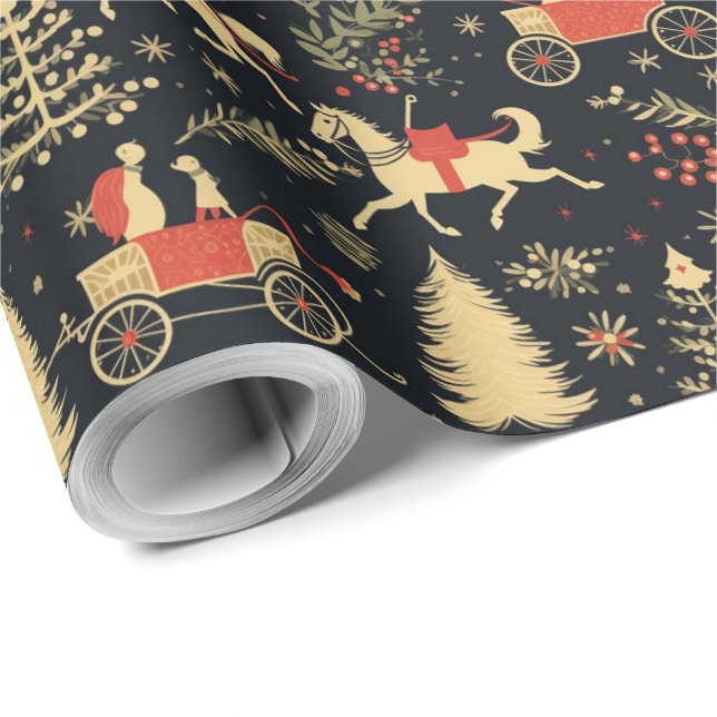 Gold Black Elegant Vintage Christmas  Wrapping Paper (Roll Corner)