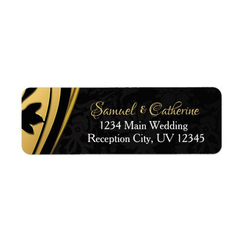 Gold Black Elegant Wedding Anniversary Address Label