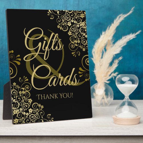 Gold  Black Elegant Wedding Gifts  Cards Sign Plaque