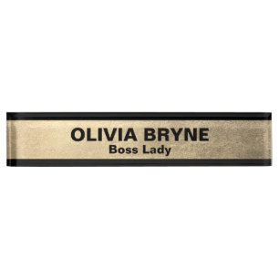 Gold Black Employee Desk Name Plate