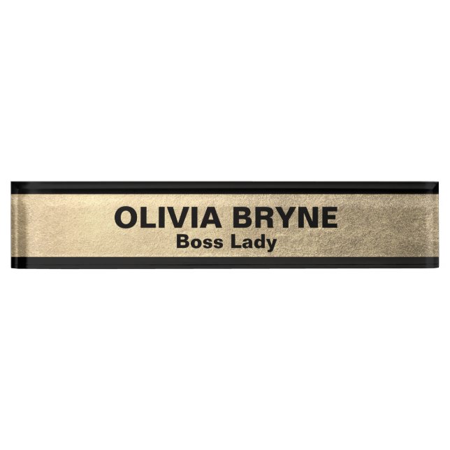  Gold Black Employee  Desk Name Plate (Front)