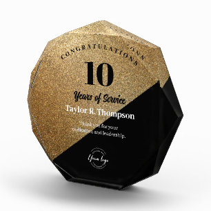 Gold Black Employee years of service Company logo Acrylic Award