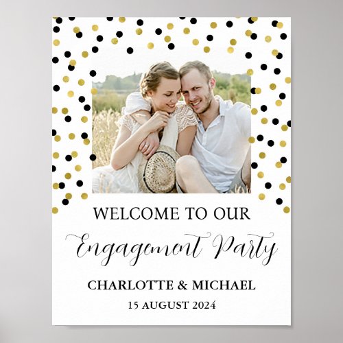 Gold Black Engagement Party Custom 85x11 Photo Poster