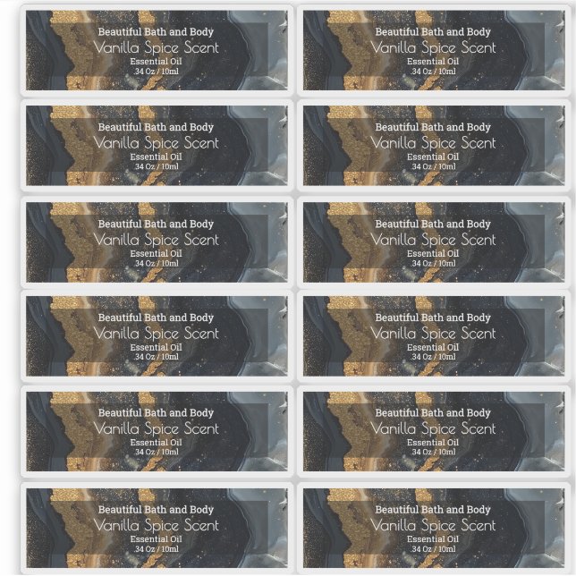 Gold Black Essential Oil 10ml Bottle Product Label (Front)