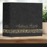 Gold Black Estate Planning Important Documents 3 Ring Binder<br><div class="desc">A classy faux black leather estate planning binder with a gold flourish border. Perfect for storing your important family documents. Other designs and colors available. Designed for you by Blackberry Boulevard.</div>