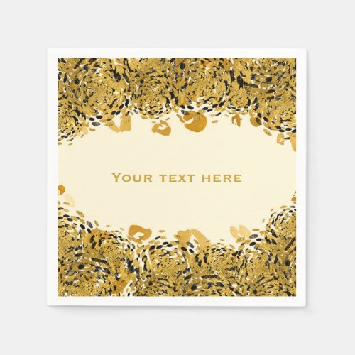 Gold  Black Exotic Jungle Cheetah Cream Napkins