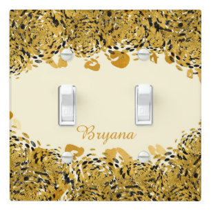 Gold & Black Exotic Jungle Cheetah Elegant Cream Light Switch Cover