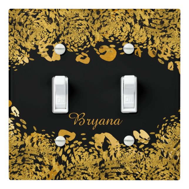 Gold & Black Exotic Jungle Cheetah Elegant Glam Light Switch Cover (In Situ)