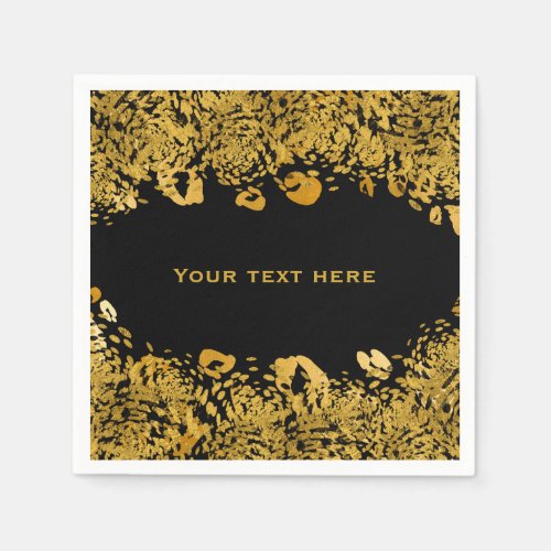 Gold  Black Exotic Jungle Cheetah Elegant Paper Napkins