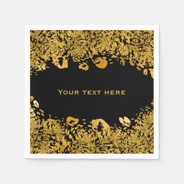 Gold & Black Exotic Jungle Cheetah Elegant Paper Napkins (Front)