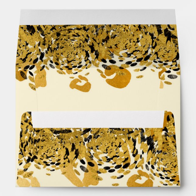 Gold & Black Exotic Jungle Cheetah Glam Invitation Envelope (Back (Bottom))