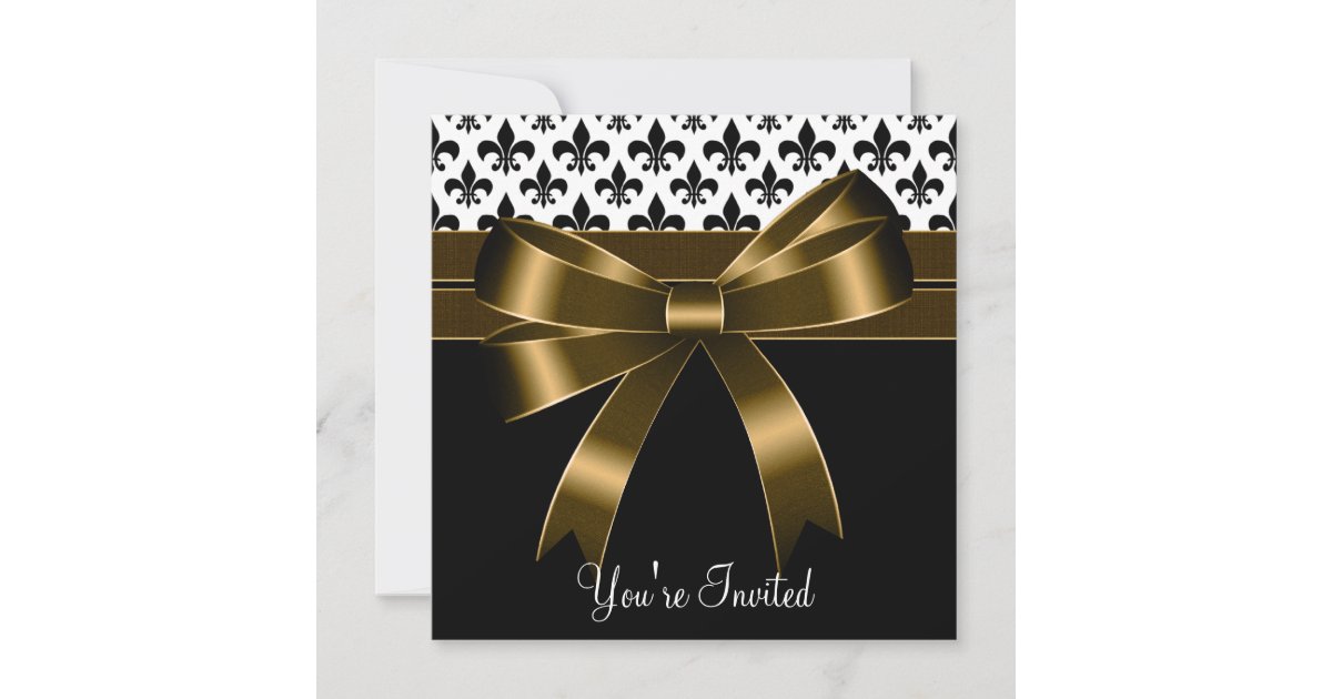 Gold And Black Fleur De Lis Party Invitation Zazzle