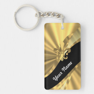 Gold & black fleur de lys keychain