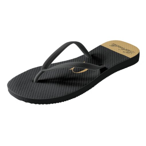 Gold Black Flip Flops | Zazzle