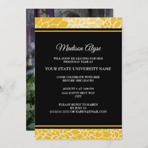 Gold Black Floral College Trunk Party Photo Invite