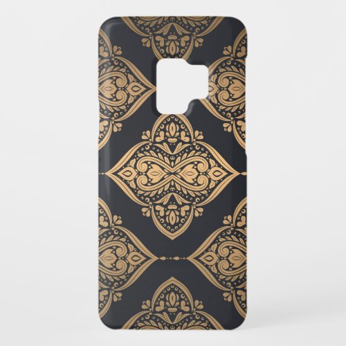 Gold Black Floral Ethnic Seamless Case_Mate Samsung Galaxy S9 Case