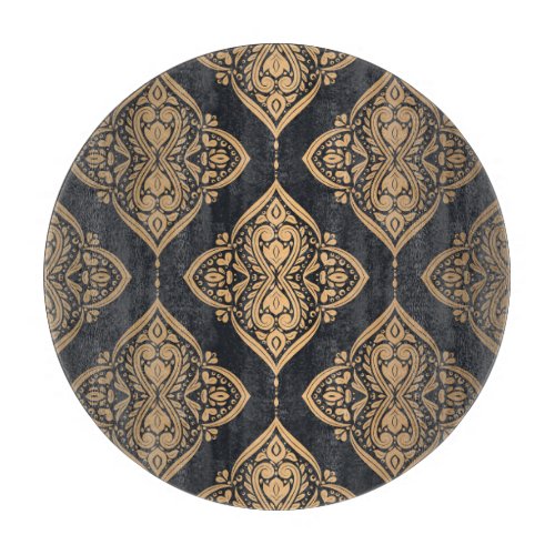 Gold Black Floral Ethnic Seamless Cutting Board