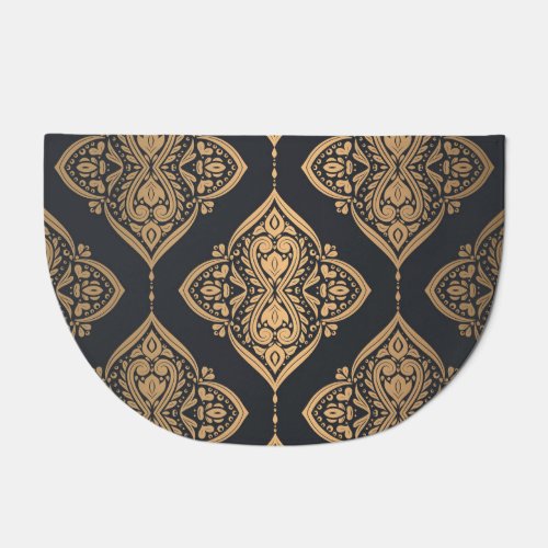 Gold Black Floral Ethnic Seamless Doormat