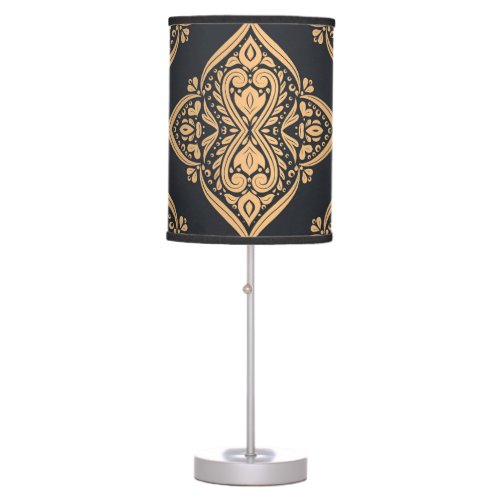 Gold Black Floral Ethnic Seamless Table Lamp