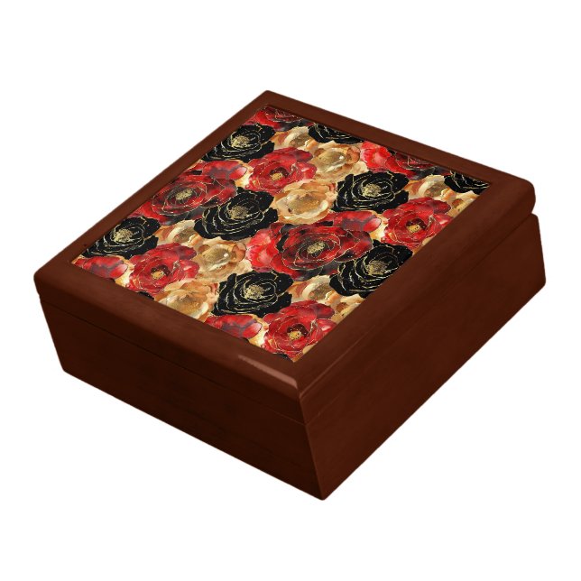 Gold Black Floral Party Bridal Shower  Gift Box (Side)