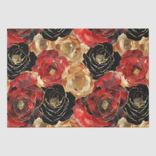 Gold Black Floral Party Bridal Shower Tissue Paper