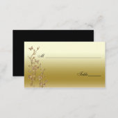Gold, Black Floral with Butterflies Place Cards (Front/Back)