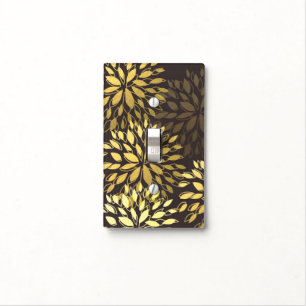 Gold & Black Flowers Floral Light Switch Cover