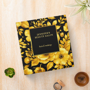 Gold black flowers professional appointment 3 ring binder
